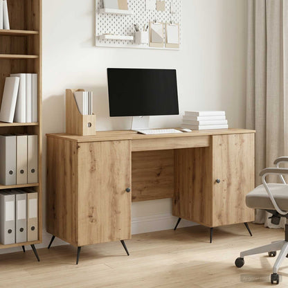 Desk with Shelf Artisan Oak 142.5 x 50 x 75 cm Engineered Wood