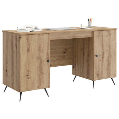 Desk with Shelf Artisan Oak 142.5 x 50 x 75 cm Engineered Wood