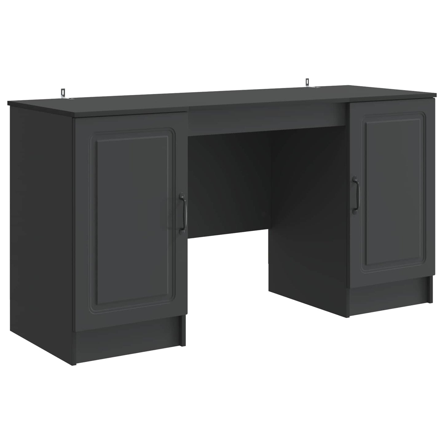 Desk with Shelf Black 142.5 x 50 x 75 cm Engineered Wood