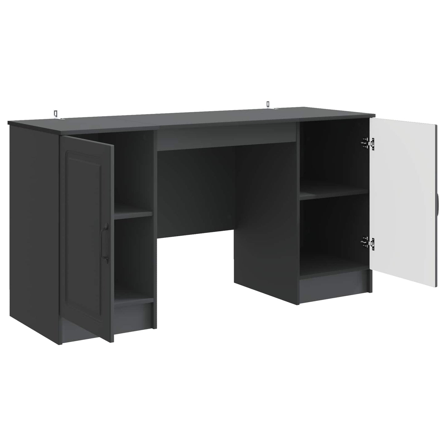 Desk with Shelf Black 142.5 x 50 x 75 cm Engineered Wood