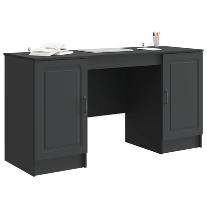 Desk with Shelf Black 142.5 x 50 x 75 cm Engineered Wood