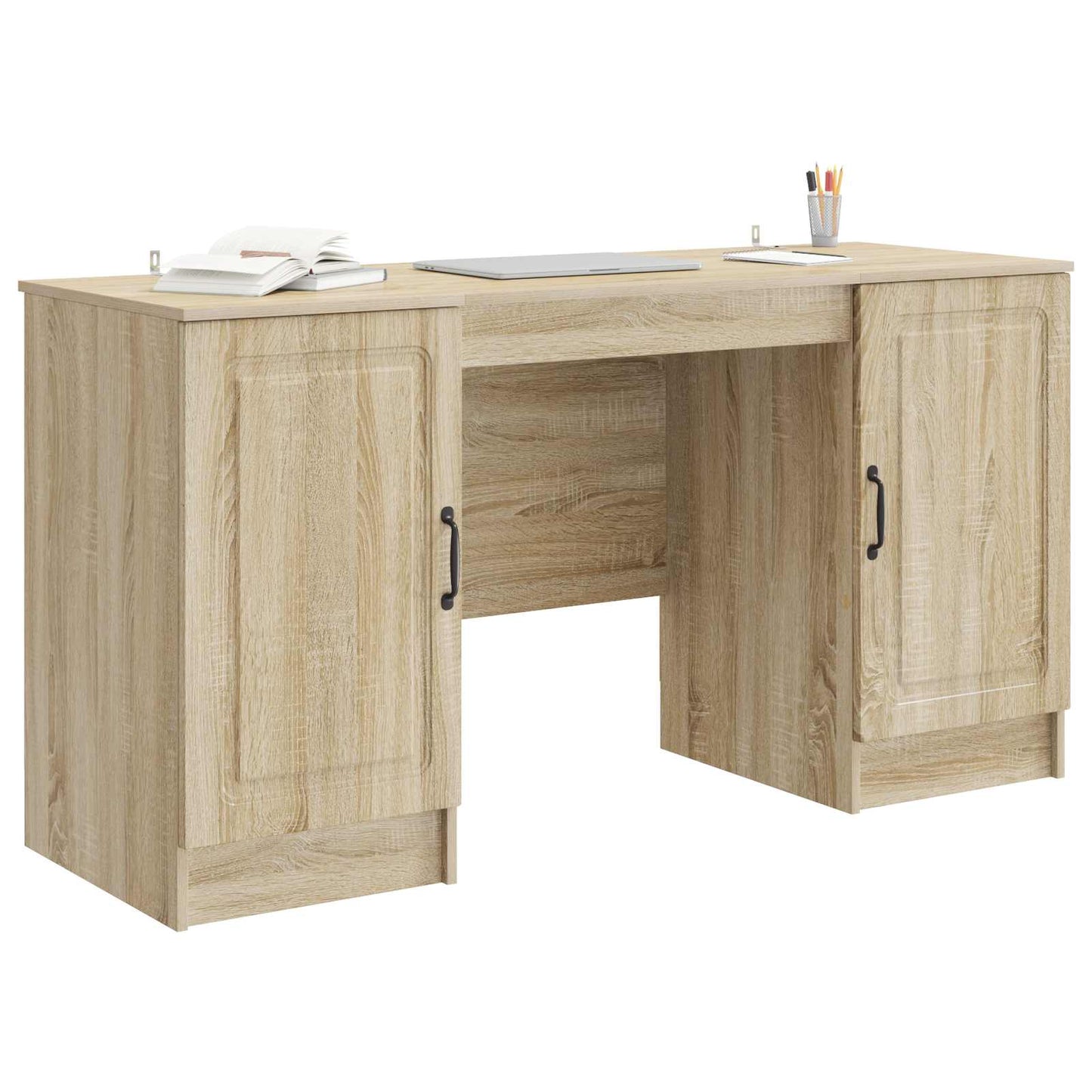 Desk with Shelf Sonoma Oak 142.5 x 50 x 75 cm Engineered Wood