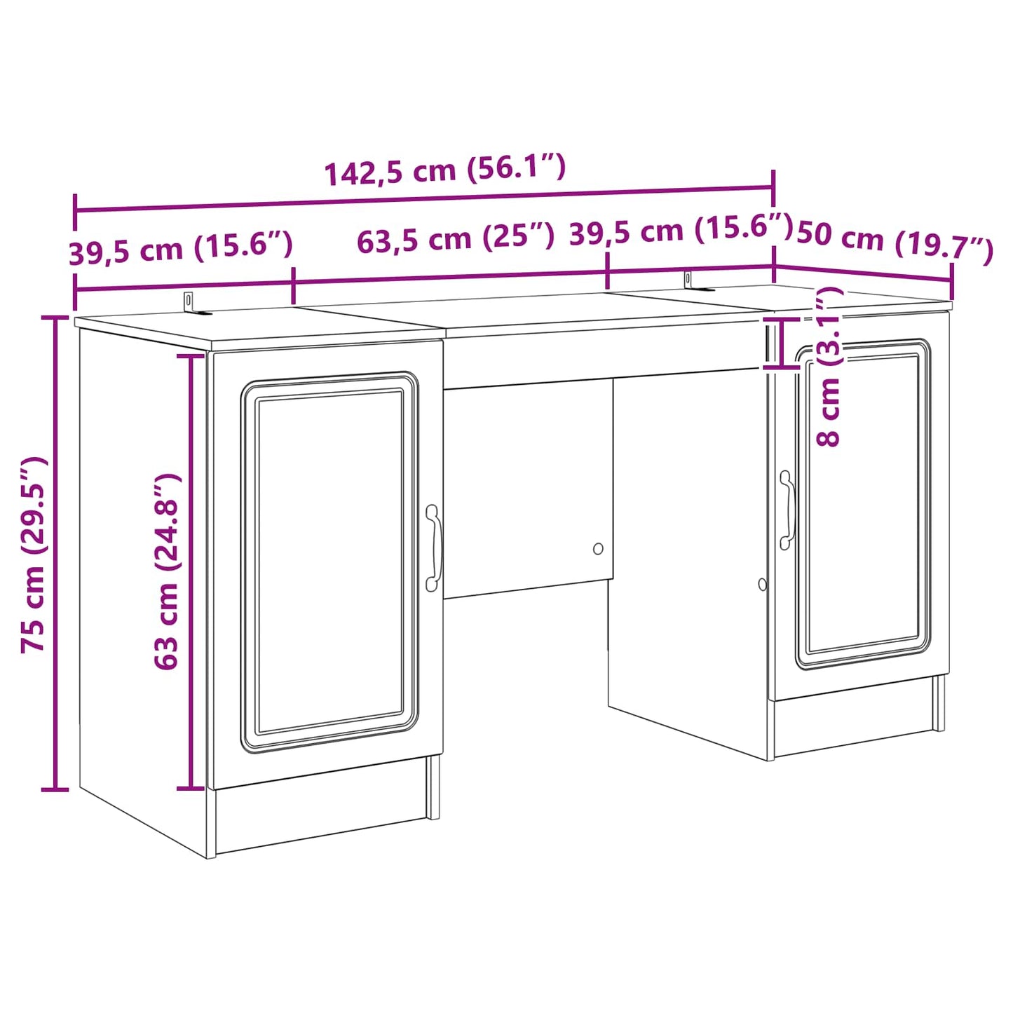 Desk with Shelf Sonoma Oak 142.5 x 50 x 75 cm Engineered Wood