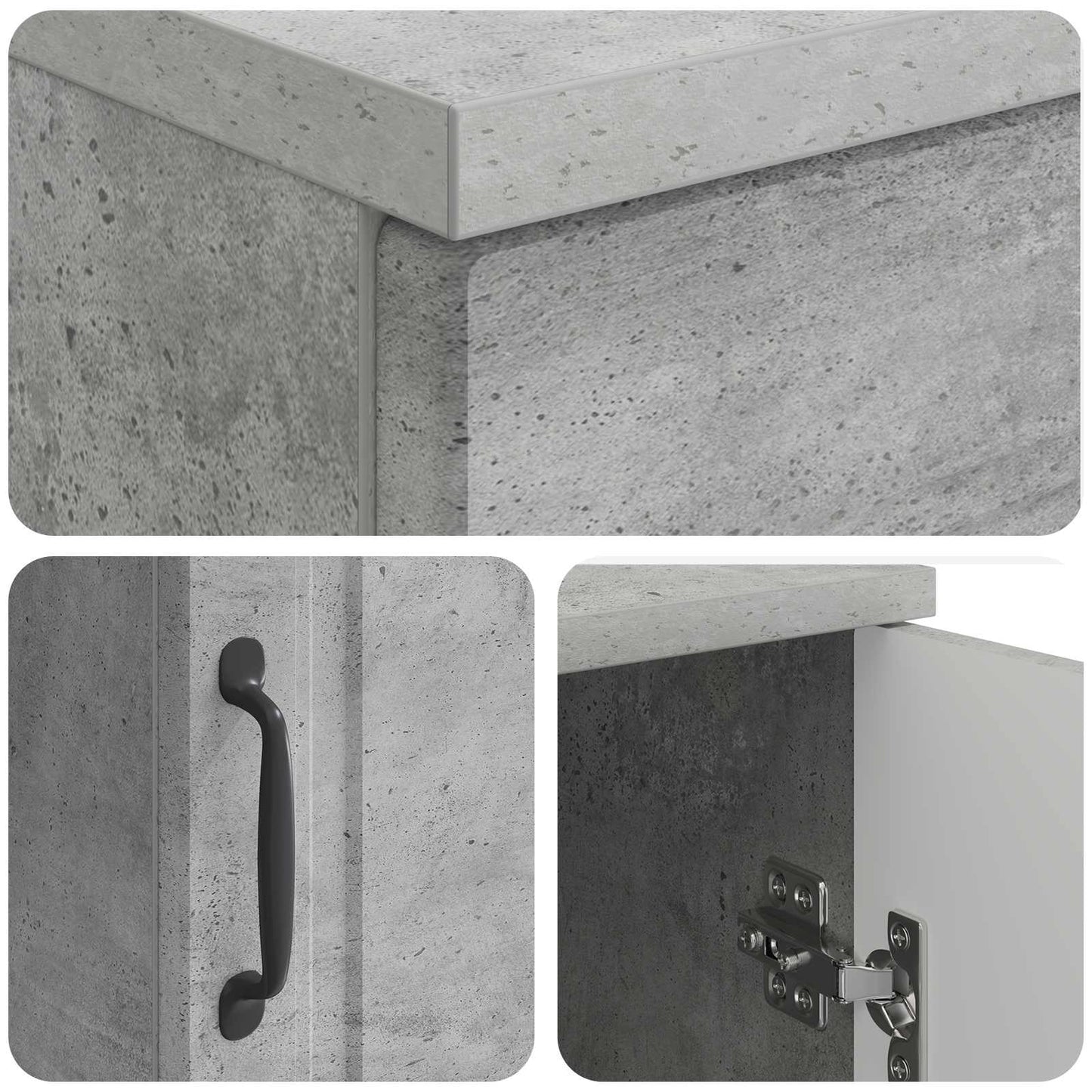 Desk with Door Concrete Grey 142.5 x 50 x 75 cm Engineered Wood