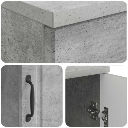 Desk with Door Concrete Grey 142.5 x 50 x 75 cm Engineered Wood