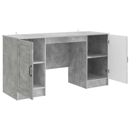 Desk with Door Concrete Grey 142.5 x 50 x 75 cm Engineered Wood
