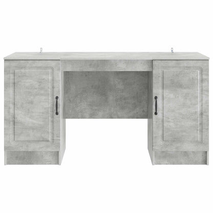 Desk with Door Concrete Grey 142.5 x 50 x 75 cm Engineered Wood