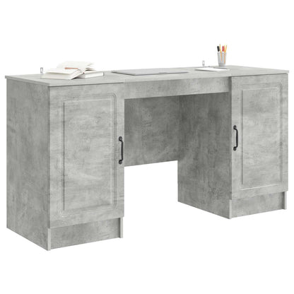 Desk with Door Concrete Grey 142.5 x 50 x 75 cm Engineered Wood
