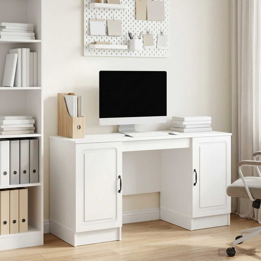 Desk High Gloss White 142.5 x 50 x 75 cm Engineered Wood