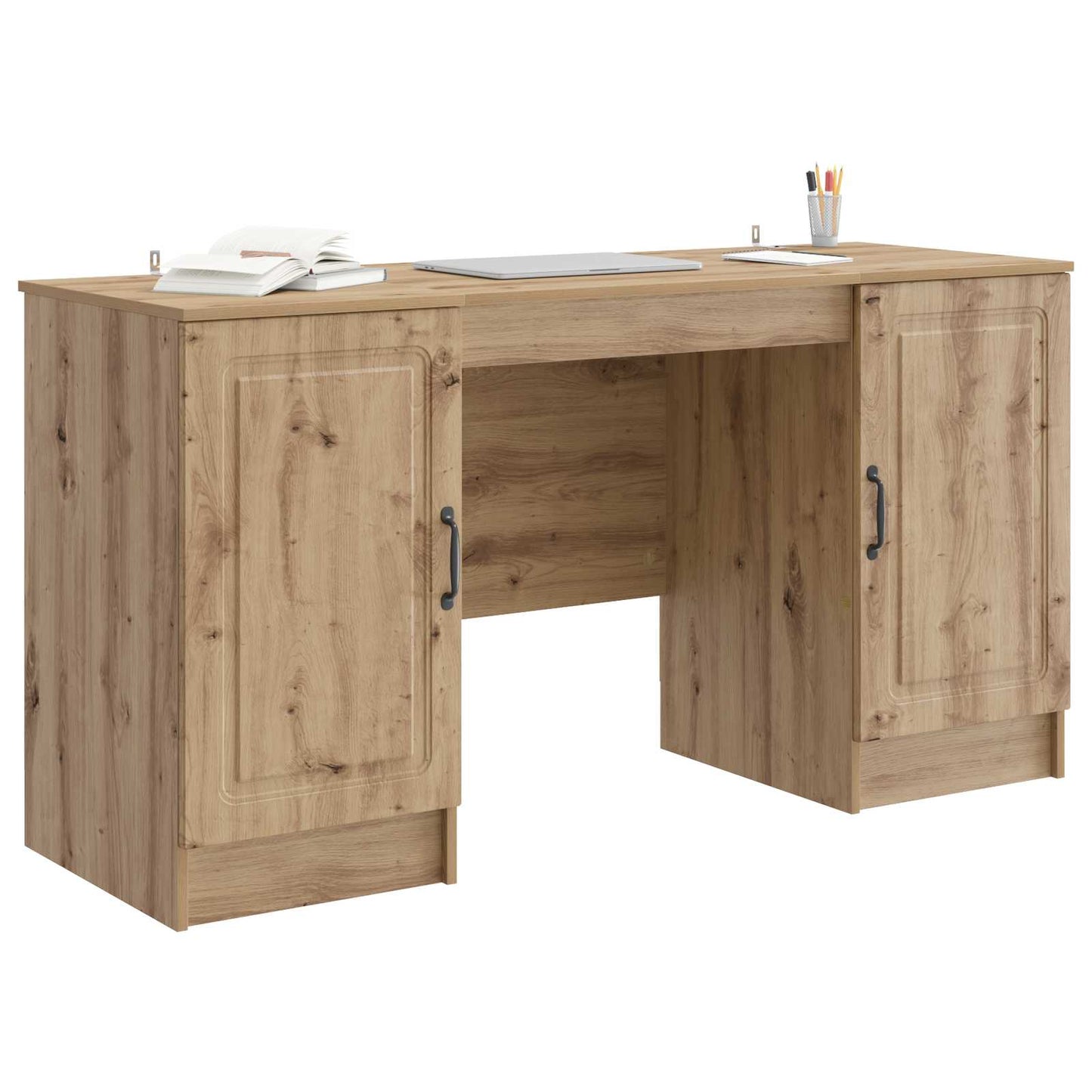Desk with Shelf Artisan Oak 142.5 x 50 x 75 cm Engineered Wood