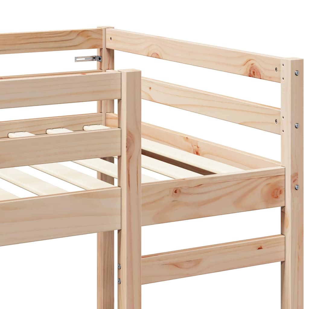 Loft Bed Frame Natural 90 x 200 cm Solid Pine Wood