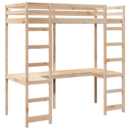 Loft Bed Frame Natural 80 x 200 cm Solid Pine Wood