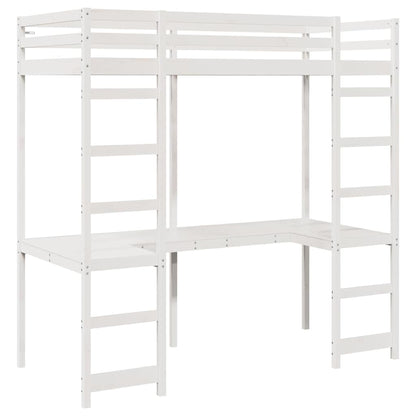 Loft Bed Frame White 80 x 200 cm Solid Pine Wood