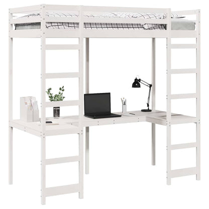 Loft Bed Frame White 80 x 200 cm Solid Pine Wood