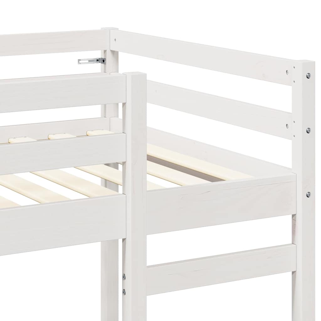 Loft Bed Frame White 75 x 190 cm Solid Pine Wood
