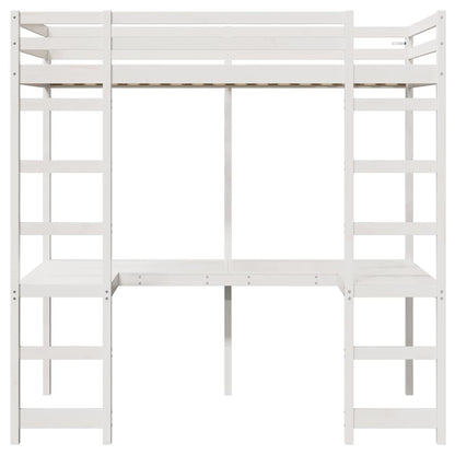 Loft Bed Frame White 75 x 190 cm Solid Pine Wood