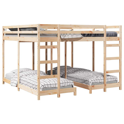 Triple Bunk Bed Frame Natural 80 / 200 x 200 cm Solid Pine Wood