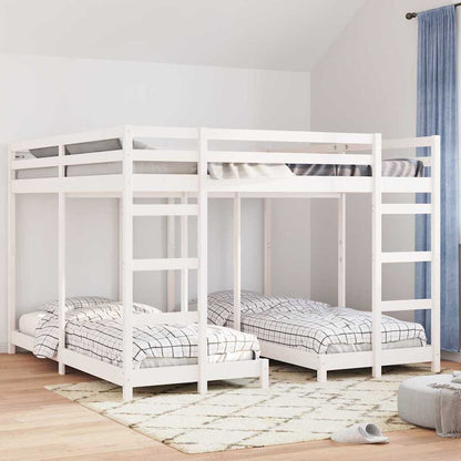 Triple Bunk Bed Frame White 200 x 200 cm Solid Pine Wood