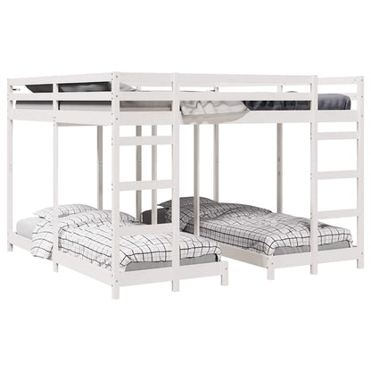 Triple Bunk Bed Frame White 200 x 200 cm Solid Pine Wood