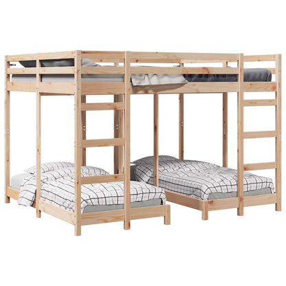 Triple Bunk Bed Frame Brown 160 x 200 cm Solid Pine Wood