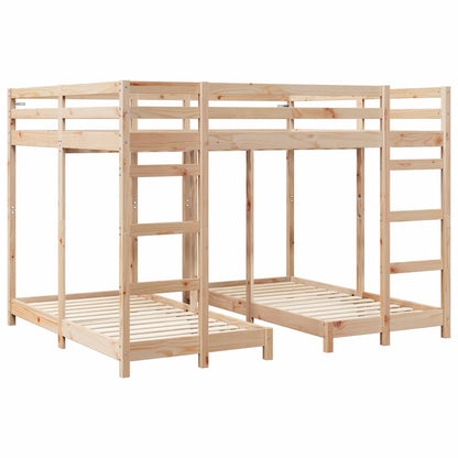 Triple Bunk Bed Frame Brown 160 x 200 cm Solid Pine Wood