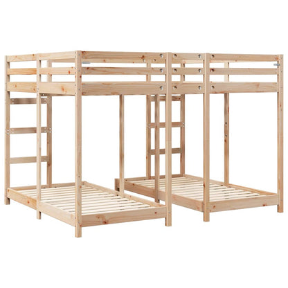 Triple Bunk Bed Frame Brown 160 x 200 cm Solid Pine Wood