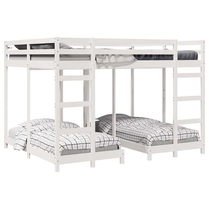 Triple Bunk Bed Frame White 160 x 200 cm Solid Pine Wood