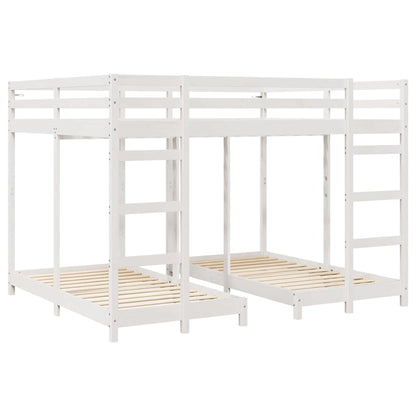 Triple Bunk Bed Frame White 160 x 200 cm Solid Pine Wood