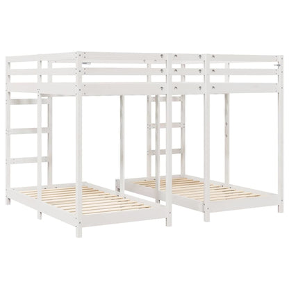 Triple Bunk Bed Frame White 160 x 200 cm Solid Pine Wood