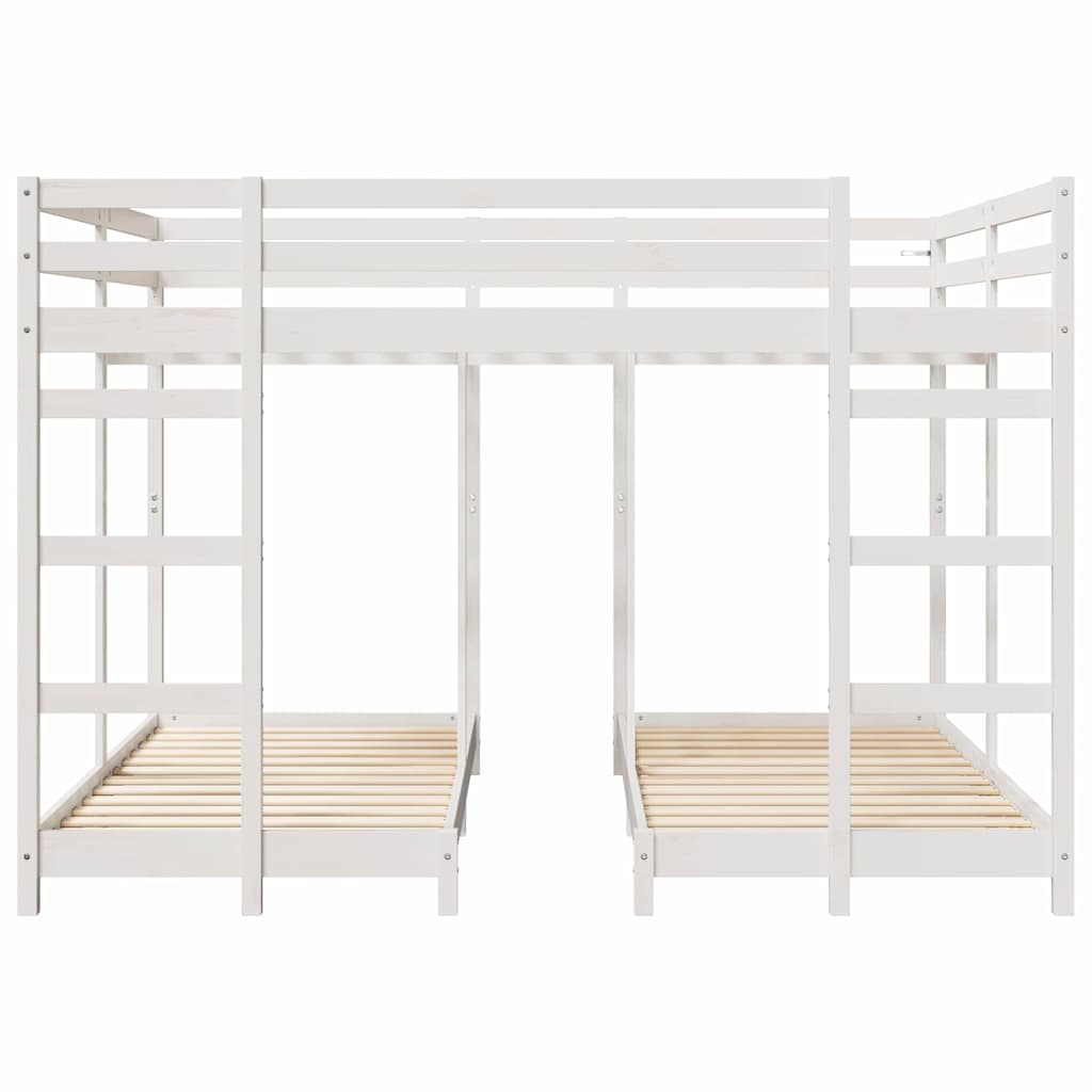 Triple Bunk Bed Frame White 160 x 200 cm Solid Pine Wood