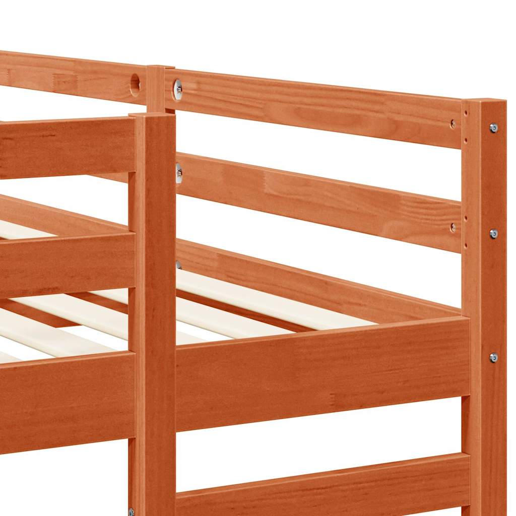 Triple Bunk Bed Frame Wax brown 160 x 200 cm Solid Pine Wood