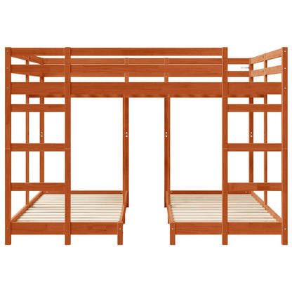 Triple Bunk Bed Frame Wax brown 160 x 200 cm Solid Pine Wood
