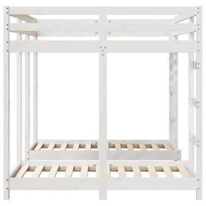 Triple Bunk Bed Frame White 140 x 200 cm Solid Pine Wood