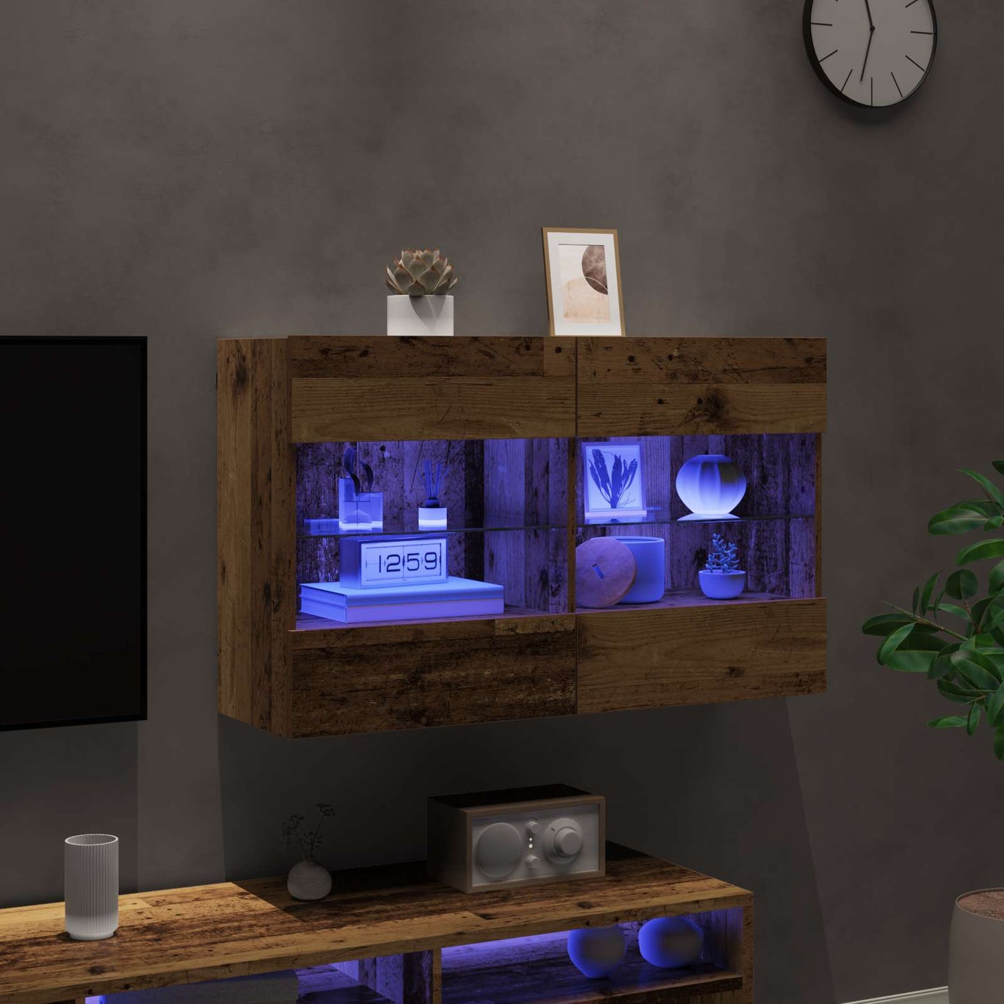 TV Wall Cabinet Old Wood 98.5 x 30 x 60.5 cm Engineered Wood