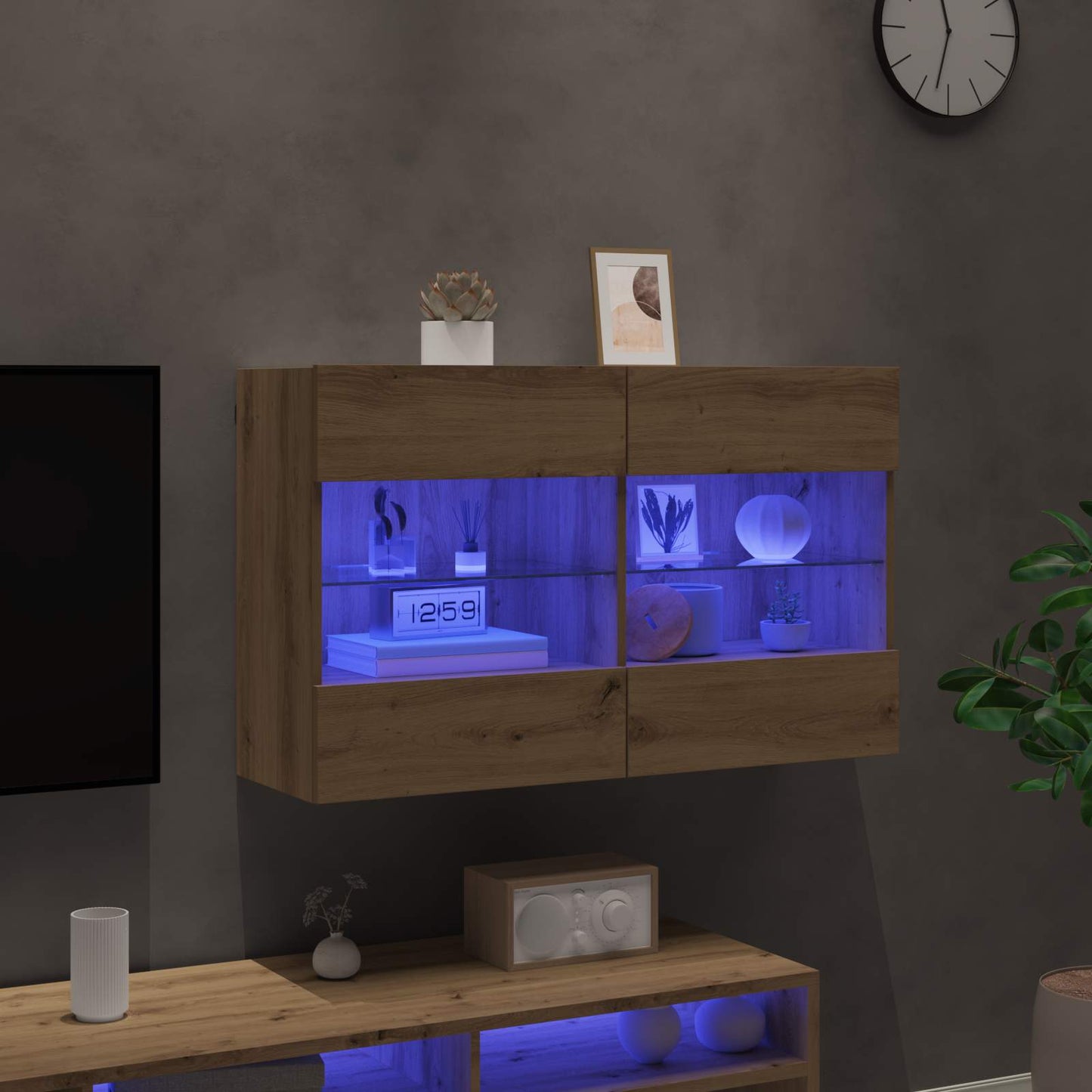 TV Wall Cabinet Artisan Oak 98.5 x 30 x 60.5 cm Engineered Wood