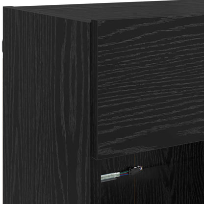 TV Wall Cabinet Black Oak 98.5 x 30 x 60.5 cm Engineered Wood