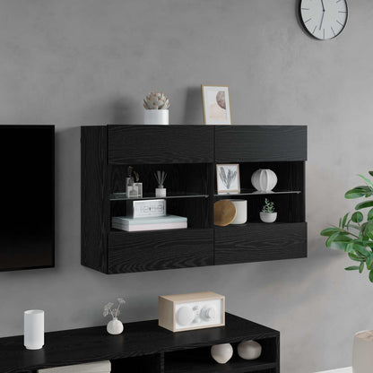 TV Wall Cabinet Black Oak 98.5 x 30 x 60.5 cm Engineered Wood