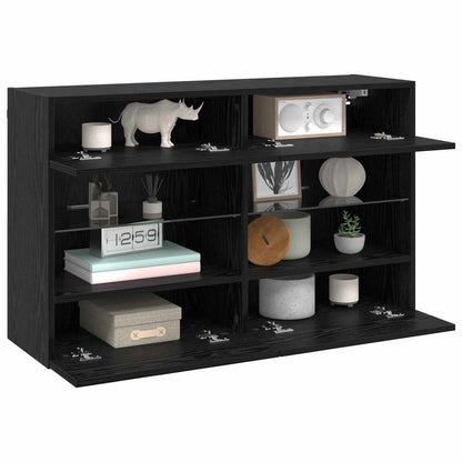 TV Wall Cabinet Black Oak 98.5 x 30 x 60.5 cm Engineered Wood