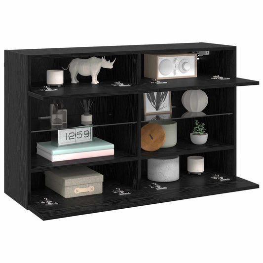 TV Wall Cabinet Black Oak 98.5 x 30 x 60.5 cm Engineered Wood
