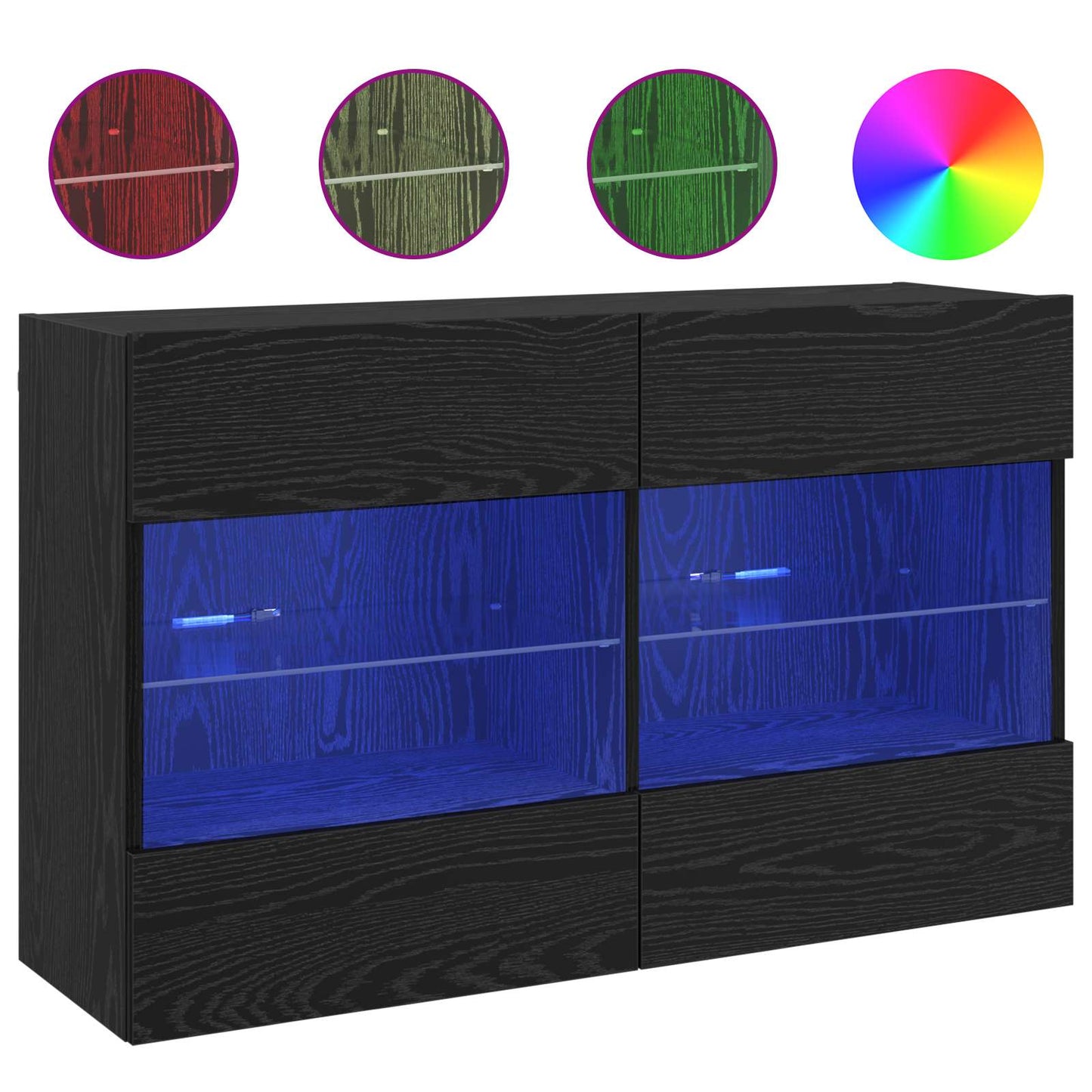 TV Wall Cabinet Black Oak 98.5 x 30 x 60.5 cm Engineered Wood