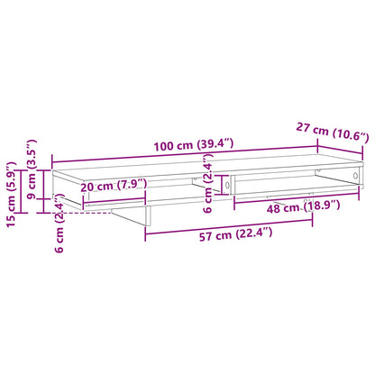 Monitor Stand with Shelf Black 100 x 27 x 15 cm Engineered Wood