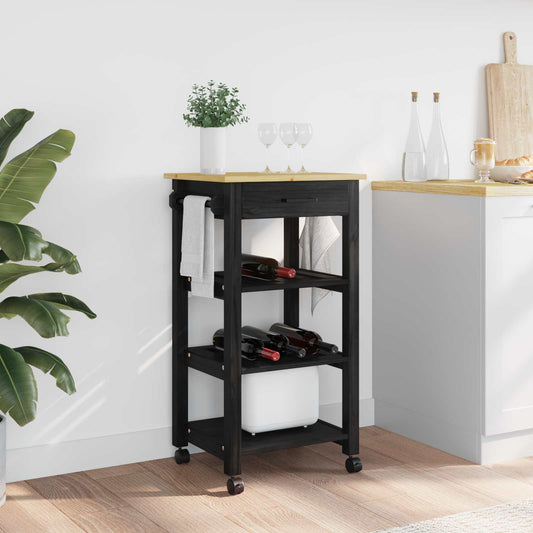 Kitchen Trolley Plain Black 88.5 x 40 x 48 cm