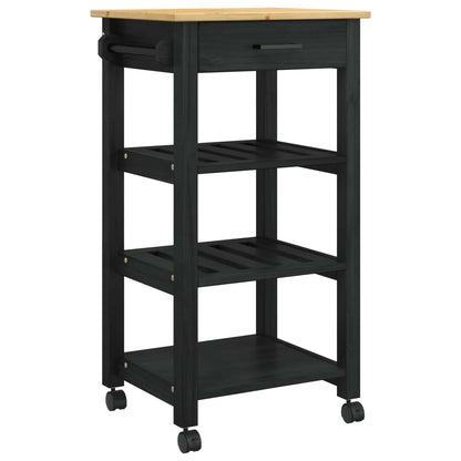 Kitchen Trolley MONZA Black 48 x 40 x 88.5 cm Solid Pine Wood