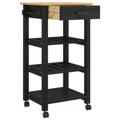 Kitchen Trolley MONZA Black 48 x 40 x 88.5 cm Solid Pine Wood