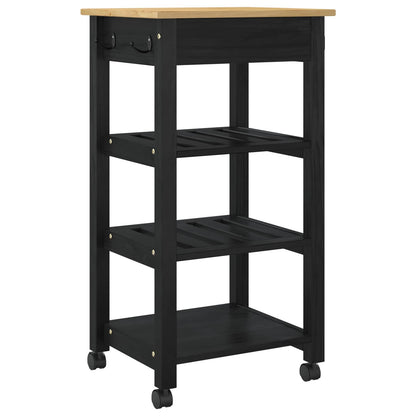 Kitchen Trolley MONZA Black 48 x 40 x 88.5 cm Solid Pine Wood