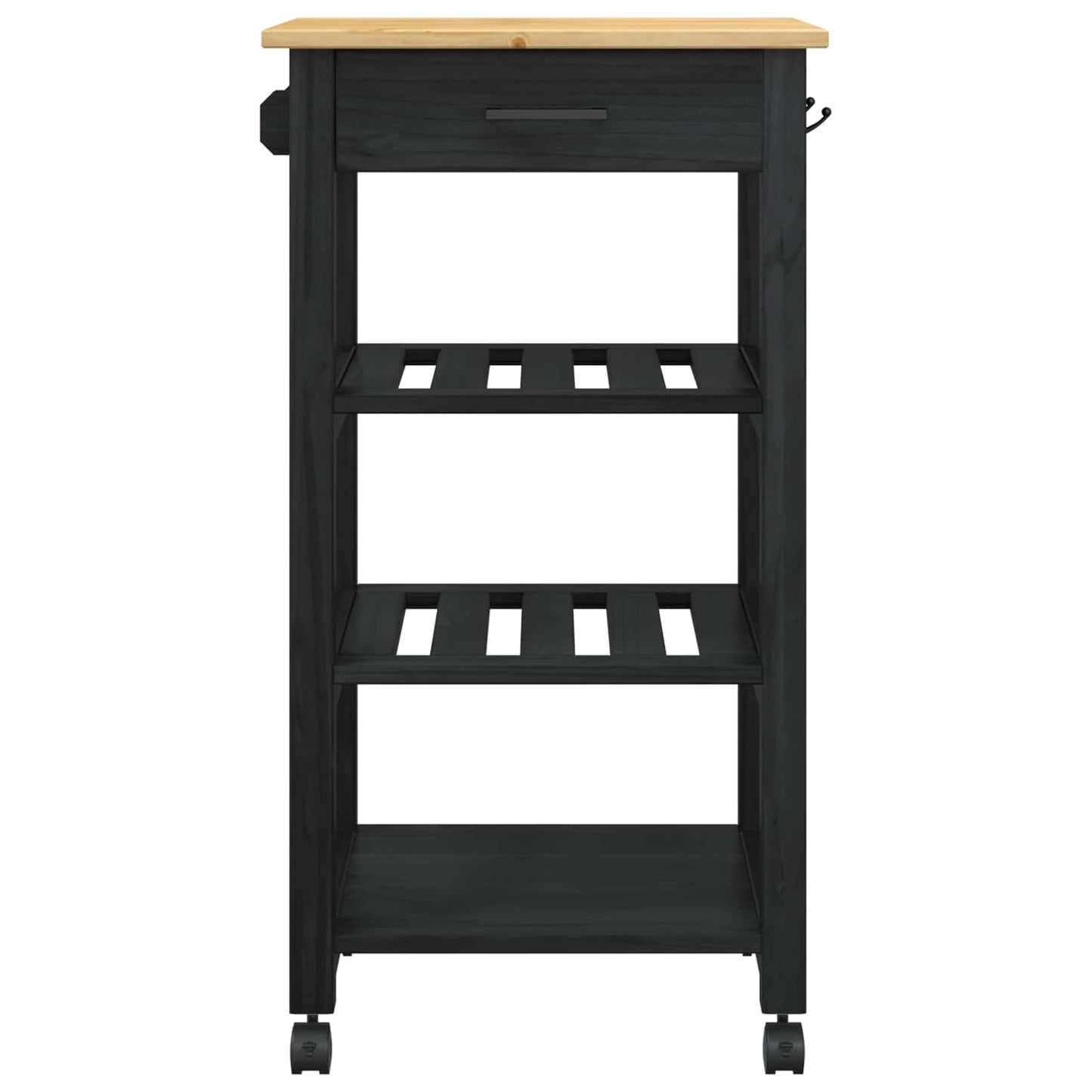 Kitchen Trolley MONZA Black 48 x 40 x 88.5 cm Solid Pine Wood