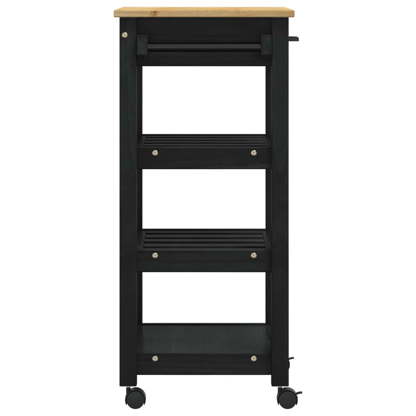 Kitchen Trolley MONZA Black 48 x 40 x 88.5 cm Solid Pine Wood