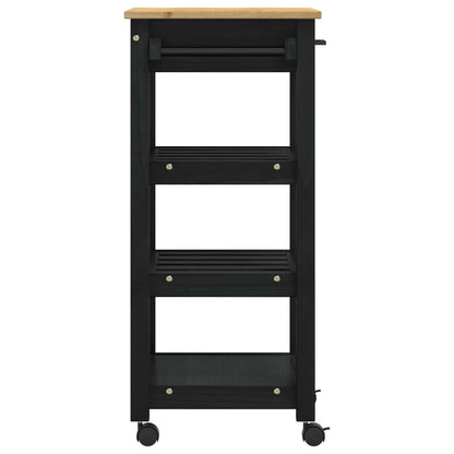 Kitchen Trolley MONZA Black 48 x 40 x 88.5 cm Solid Pine Wood