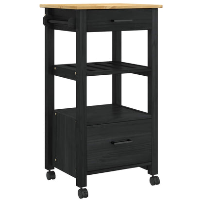 Kitchen Trolley MONZA Black 48 x 40 x 88.5 cm Solid Pine Wood