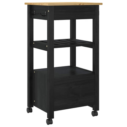 Kitchen Trolley MONZA Black 48 x 40 x 88.5 cm Solid Pine Wood